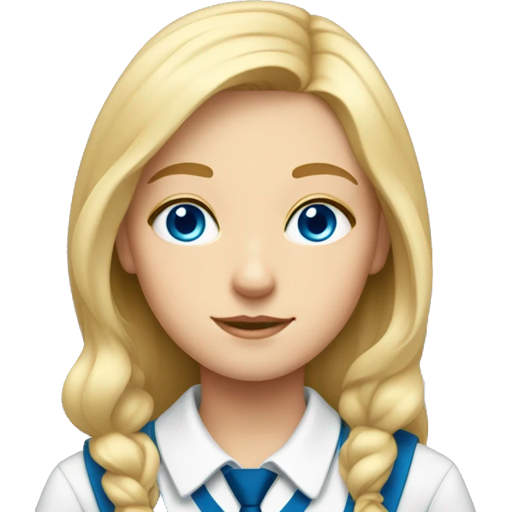 blonde girl with blue eyes in school uniform emoji