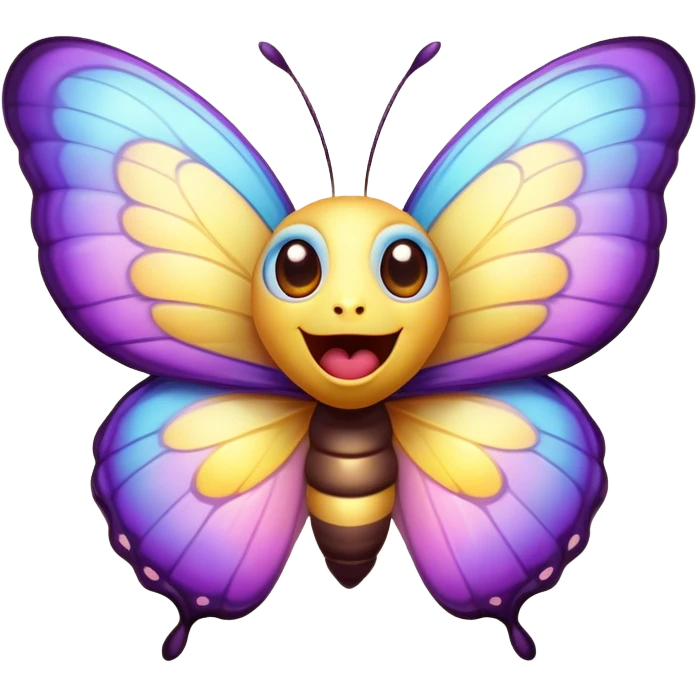 Cinematic Cheeky Butterfly Portrait Emoji, Head tilted dramatically with an exaggeratedly surprised expression, featuring a petite, vibrant body with wide, comically expressive eyes full of playful mischief and animated, fluttering wings, Simplified yet hilariously expressive features, highly detailed, glowing with a slightly sassy pastel glow, high shine, dramatic yet playful, stylized with an air of cheeky garden mischief, soft glowing outline, capturing the essence of a meme-worthy butterfly that looks ready to flutter its way into viral fame! emoji