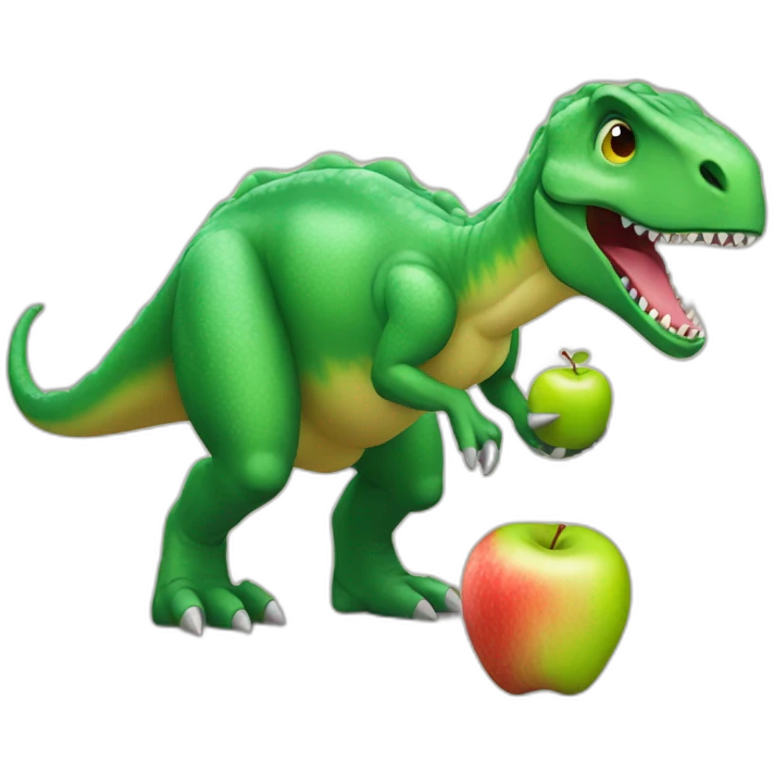 Dinosaur eating apple emoji