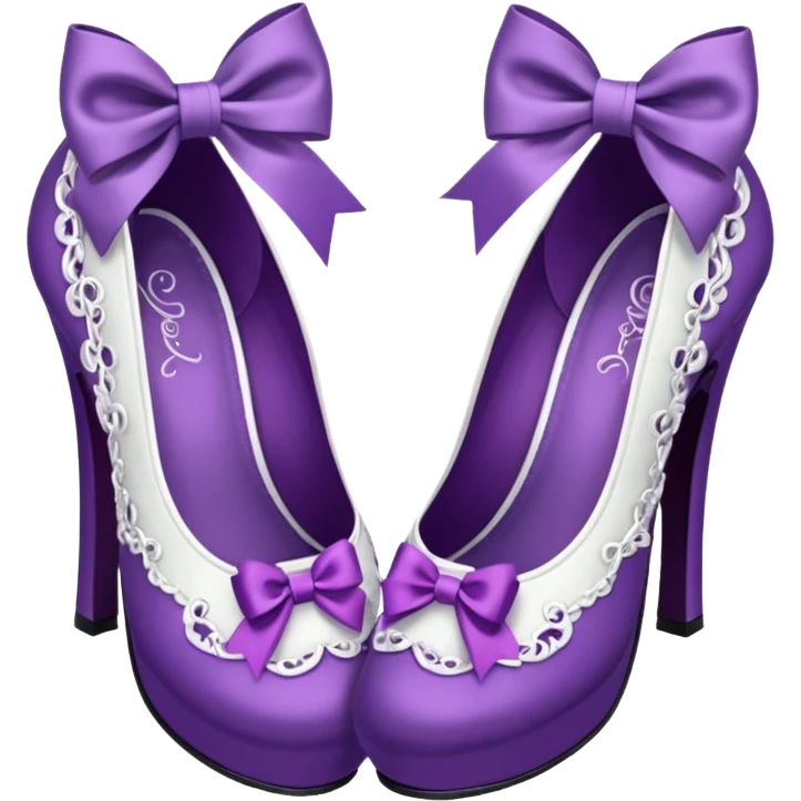 Lolita shoes, white and purple emoji