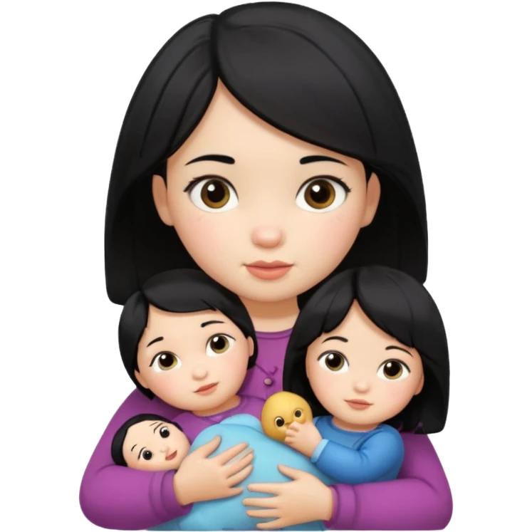 Toddler black hair girl – holding a russia doll emoji