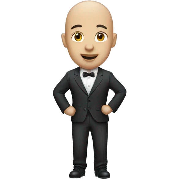 bald man in formal suit walking emoji
