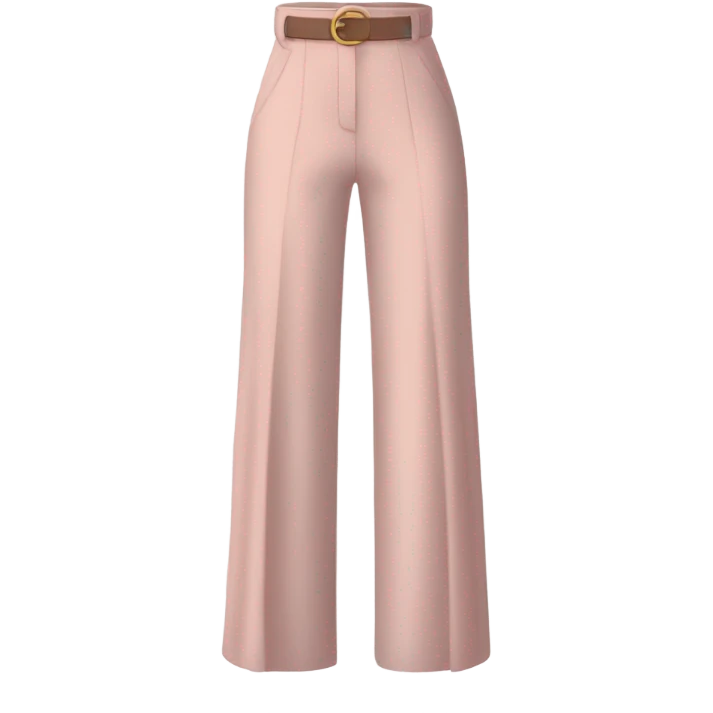Realistic isolated pair of high waist long wide leg dressy casual pants in pink emoji