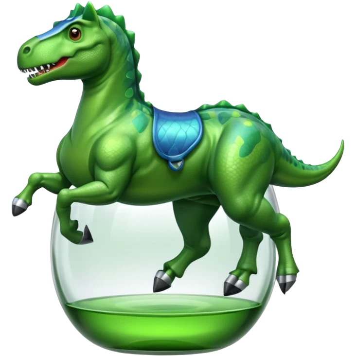 Dinosaur with glass riding horse emoji