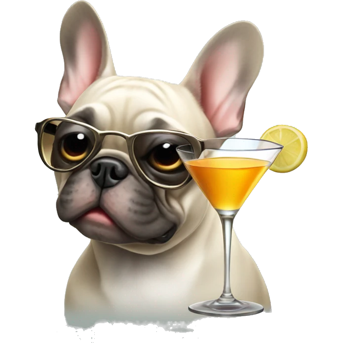 French bulldog drinking a martini  emoji