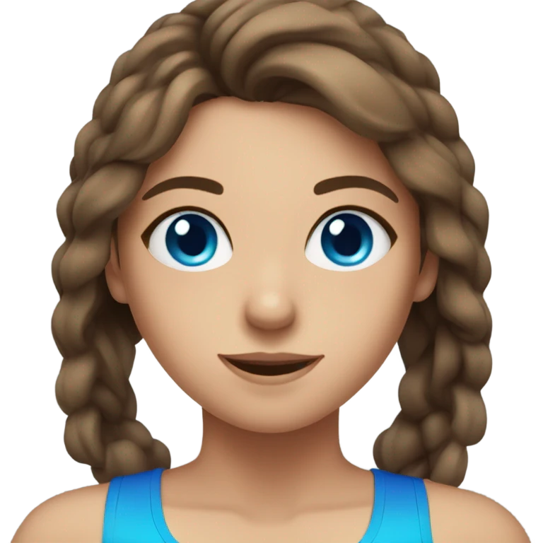 Girl at the gym, brown hair and bright blue eyes  emoji