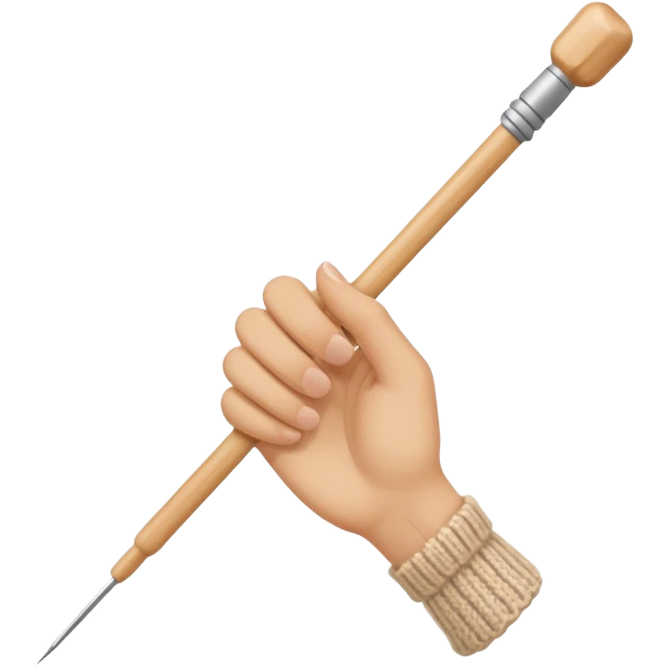 hand holding 1 knitting needle emoji
