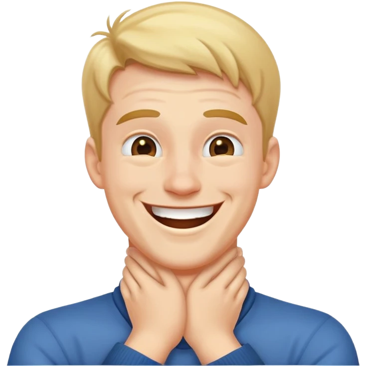 hands crossed over neck laughing guy emoji