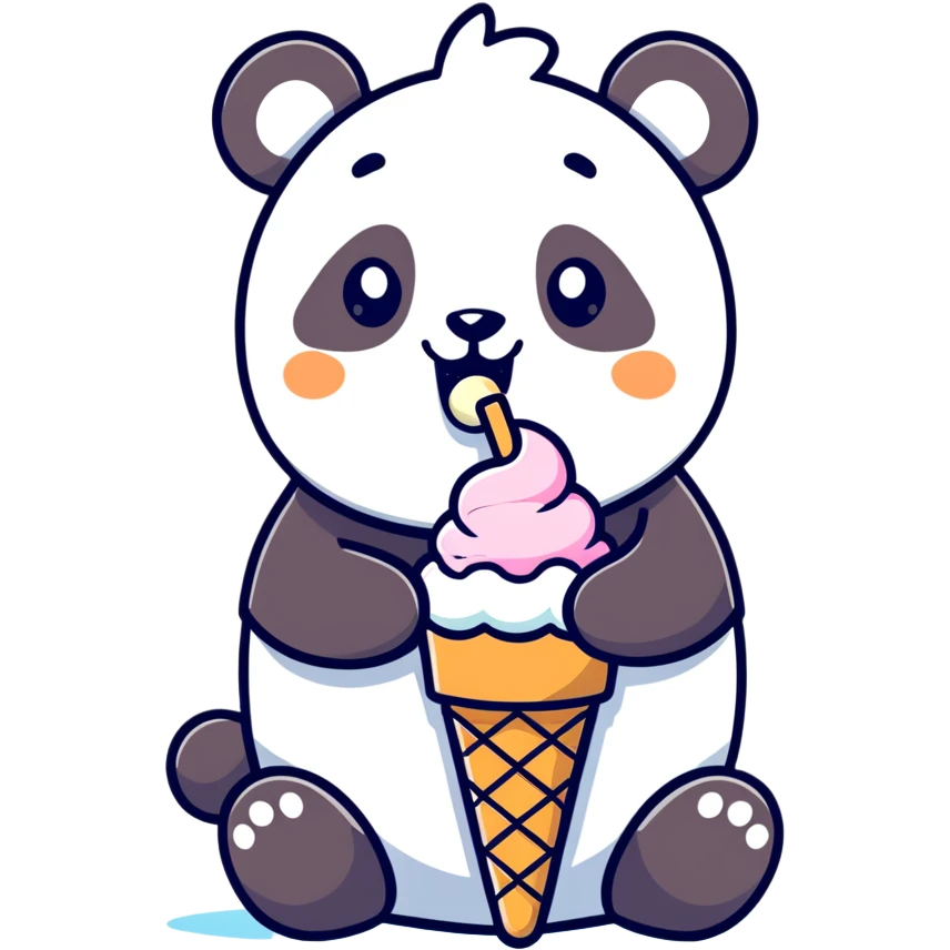 Panda eating ice cream emoji