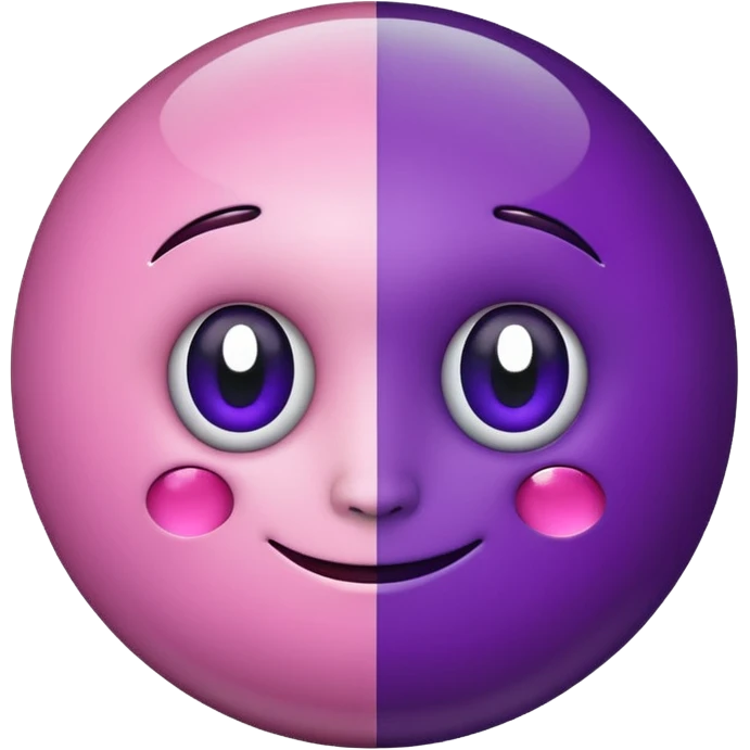 A half pink half purple ball with a face wooden stem followed by a glass stem on top emoji