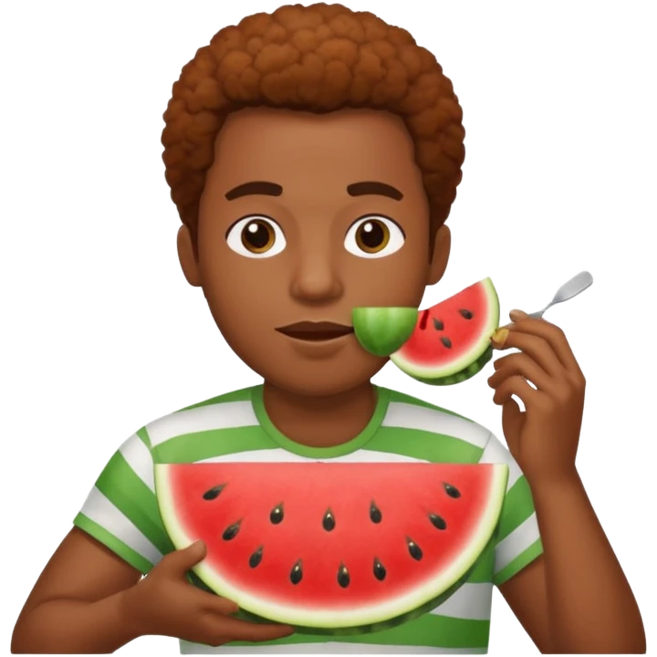 black man eating watermelon and chicken emoji