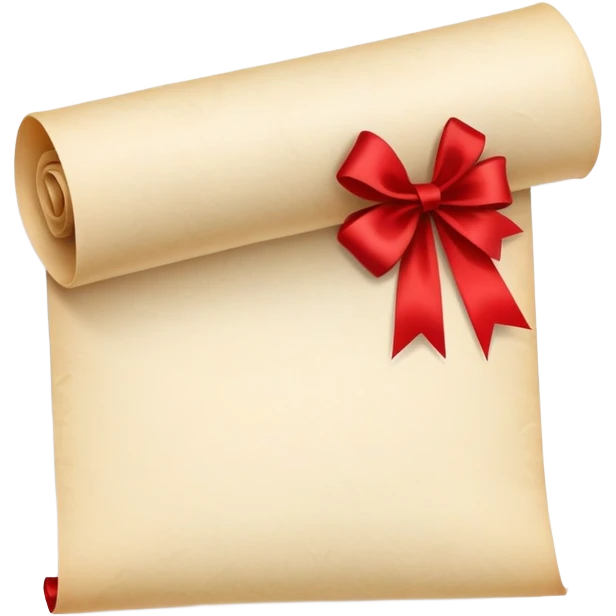 scroll or rolled-up invitation with a red ribbon emoji