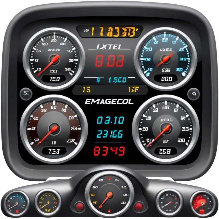 An icon showing a racing game interface, inspired by Grand Turismo. The design features a garage with a selection of high-performance cars, along with race track visuals in the background. Speedometer, lap timer, and other HUD elements add to the excitement. Transparent background emoji