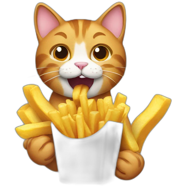 Cat eating fries and beer emoji