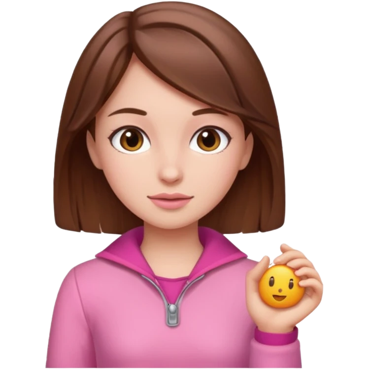 pink wearing girl with brown hair emoji