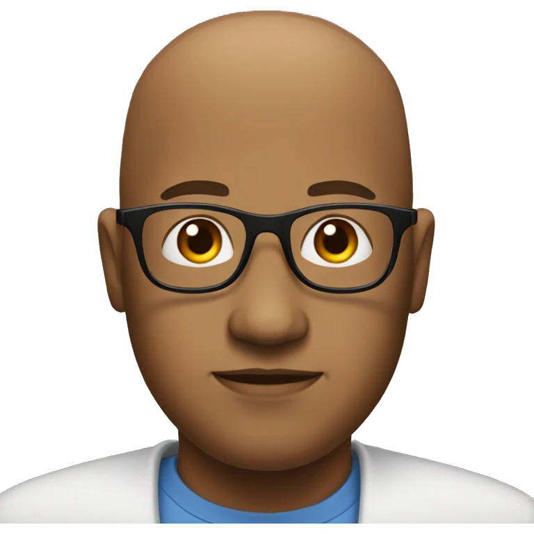 Black, male, glasses, bald, overweight emoji