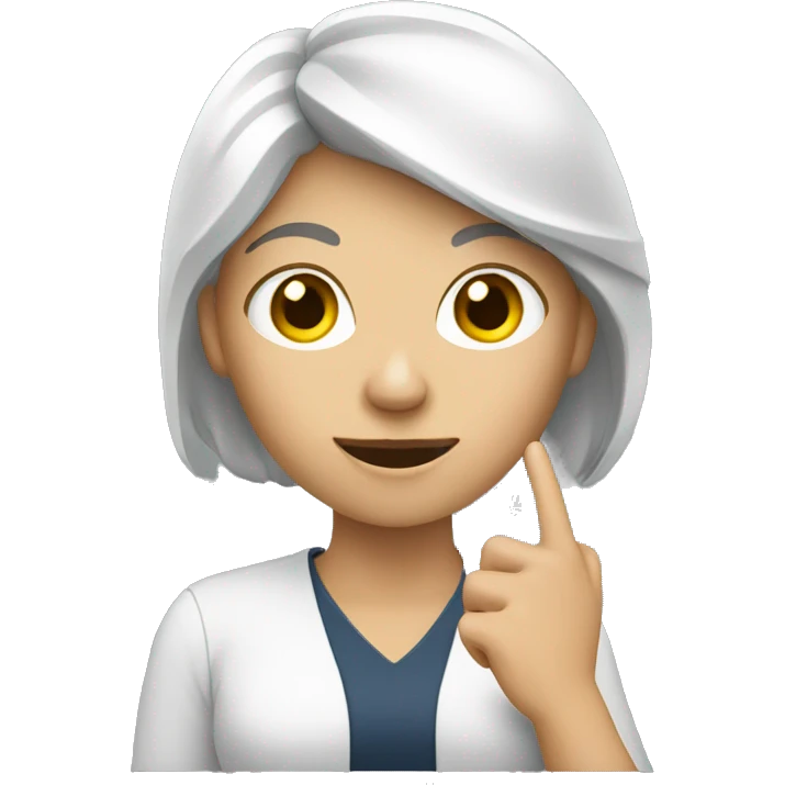 white woman holding phone to viewer. emoji