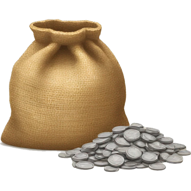 old open jute bag full of coins emoji