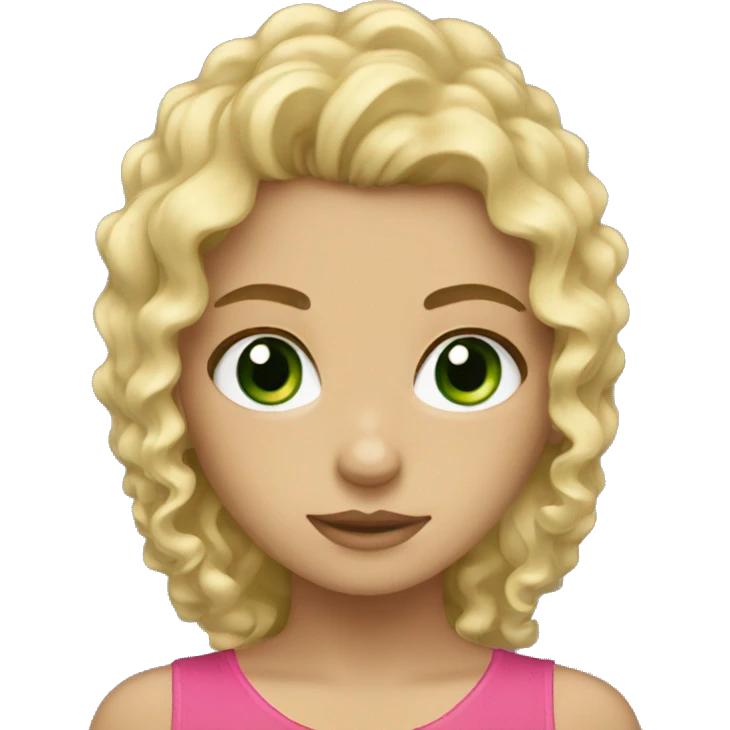 blonde curly girl with green eyes  emoji