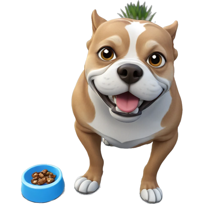 playful dog with bowl outdoors emoji