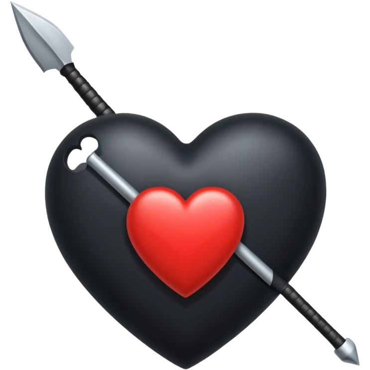 Corazón negro con una flecha q lo atraviesa todo y el corazón negro. emoji