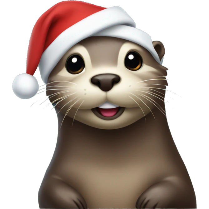 Otter wearing a Christmas hat emoji