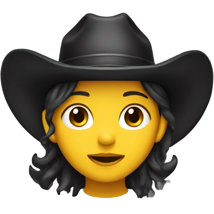 girl with a black cowboy hat, default yellow skin emoji