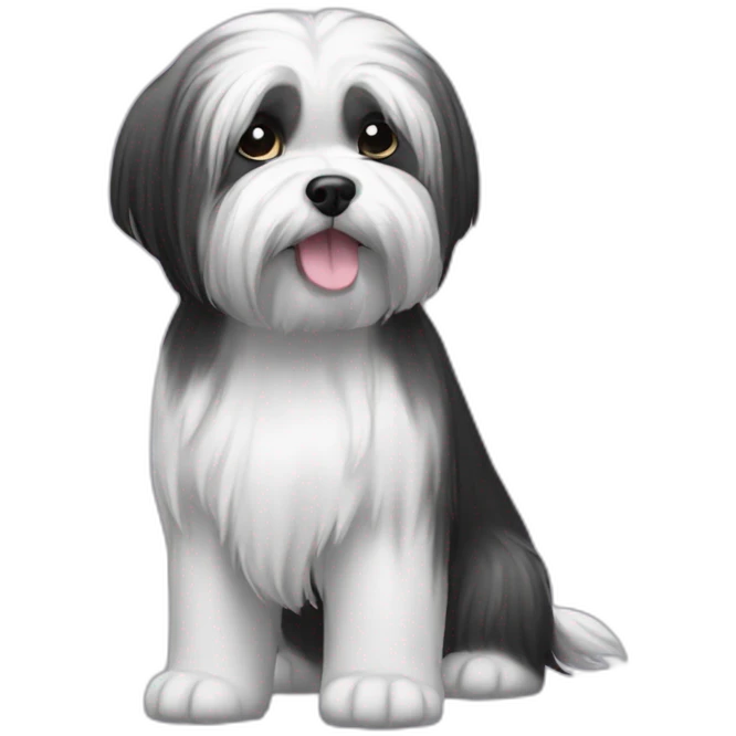 a black and white female lhasa apso dog emoji