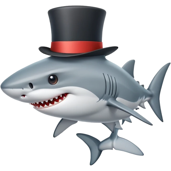 Shark with a top hat emoji