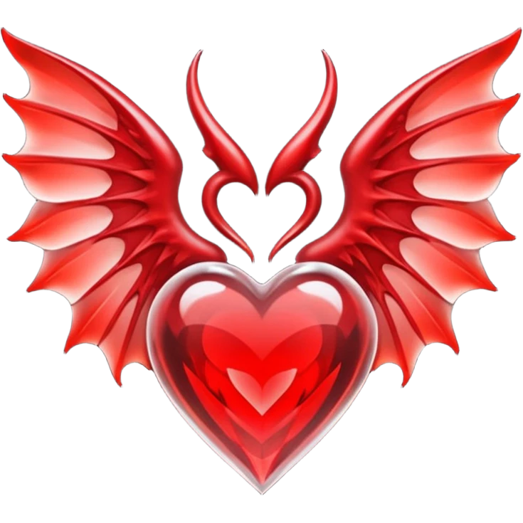 small succubus wings, cryhstal heart  emoji