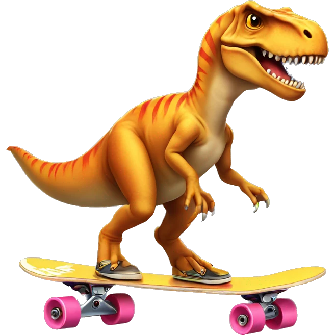 T-Rex riding a skateboarding  emoji