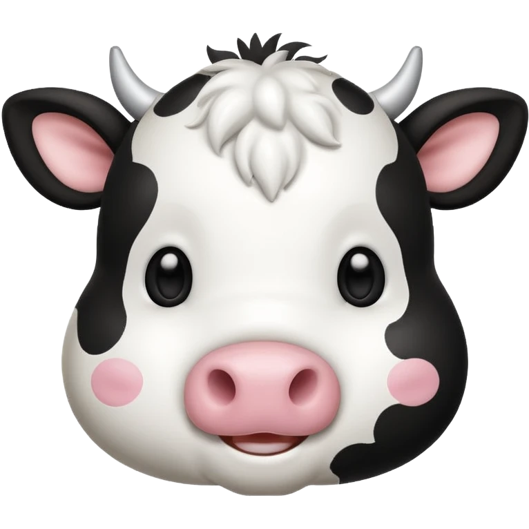 simple kawaii cow face, very simple dot eyes, vey big pupils emoji