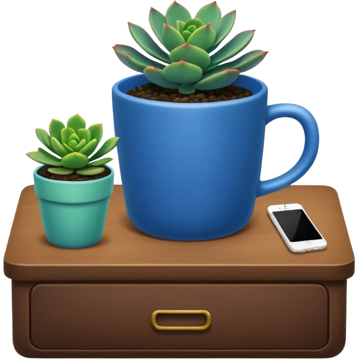 Desk Succulent Plant blue cup emoji