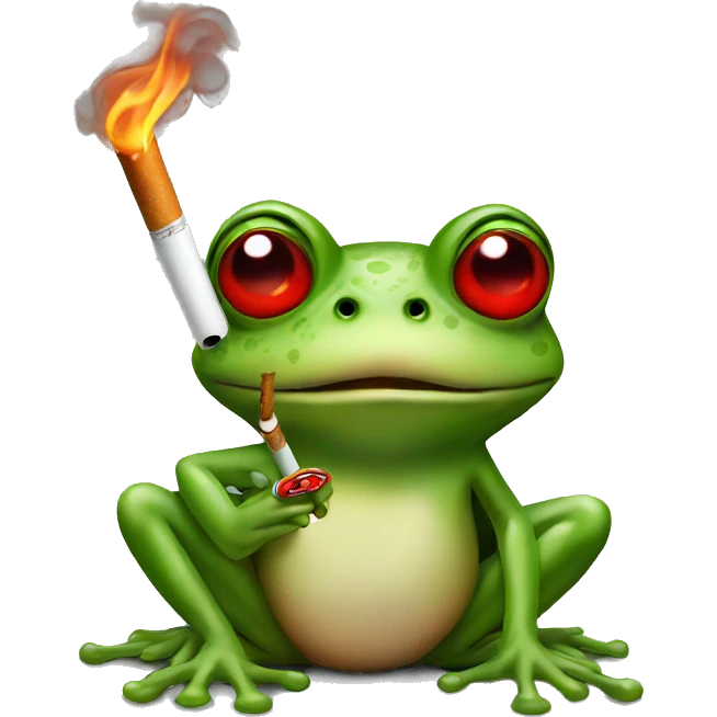 Frog with red eyes holding a cigarette  emoji