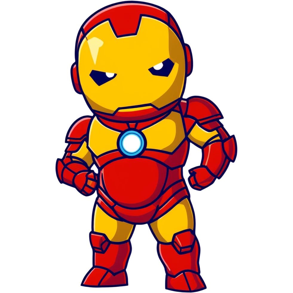 Iron Man with a pregnant belly, wearing red and gold armor suit emoji