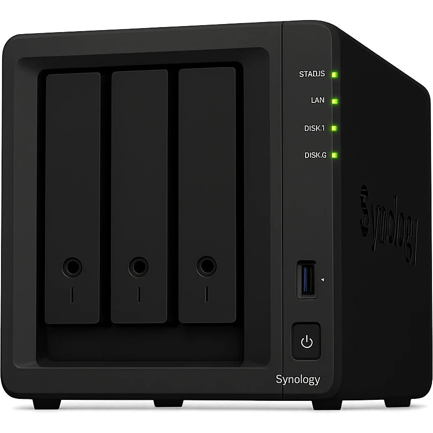 Synology NAS with blinking status lights emoji