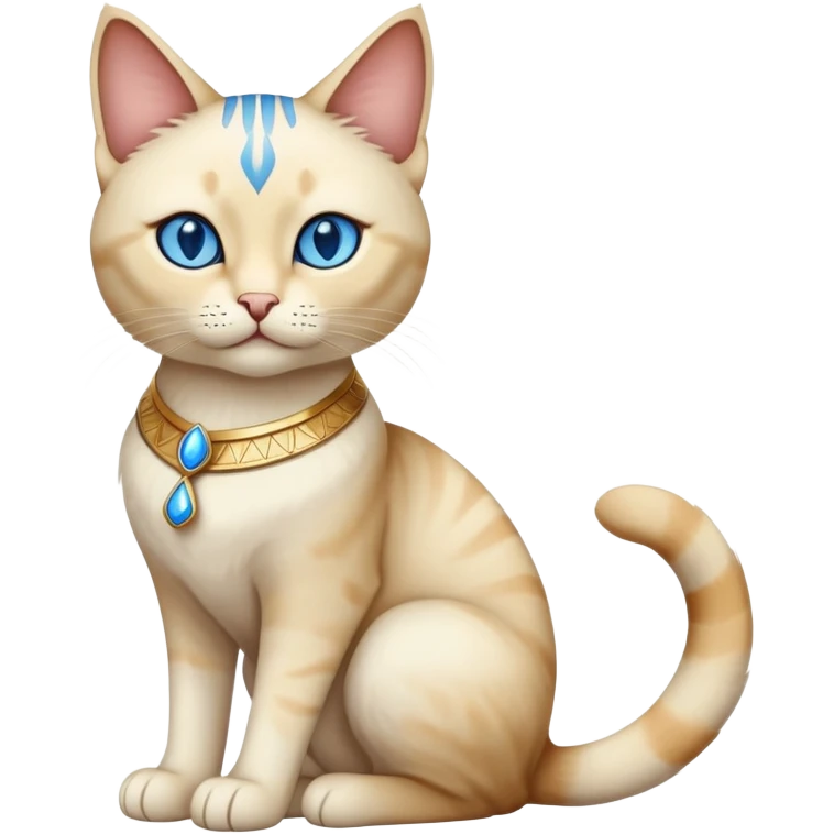 Egyptian cat full body sitting with blue eyes emoji