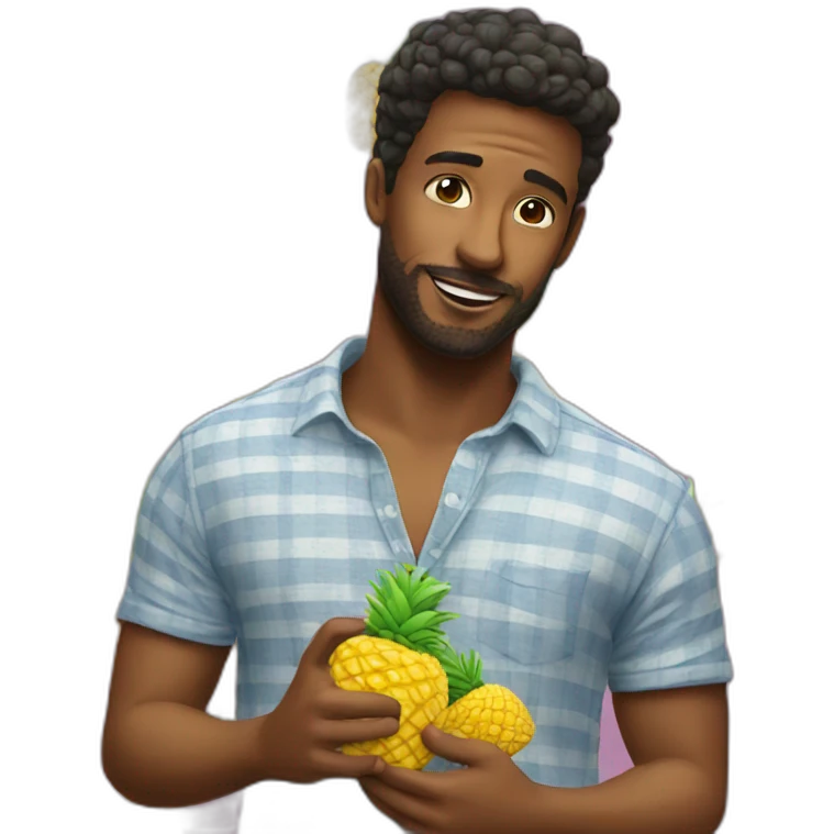 men in love with pineapple emoji