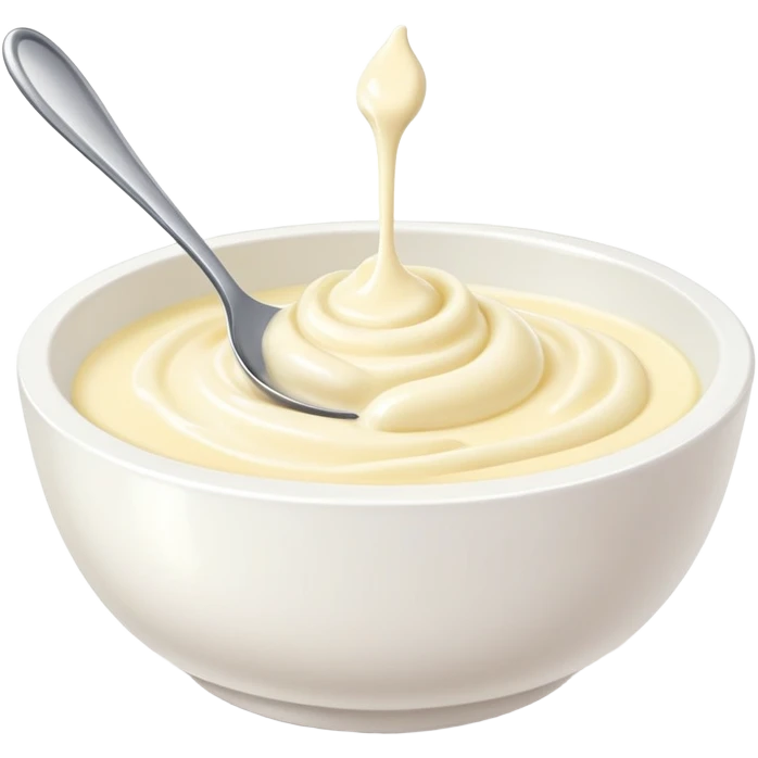 garlic mayonnaise sauce in a bowl with a spoon emoji