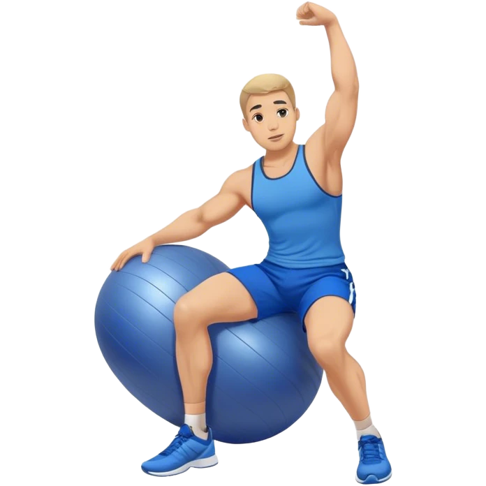 fit man with blue shorts stability ball exercises emoji