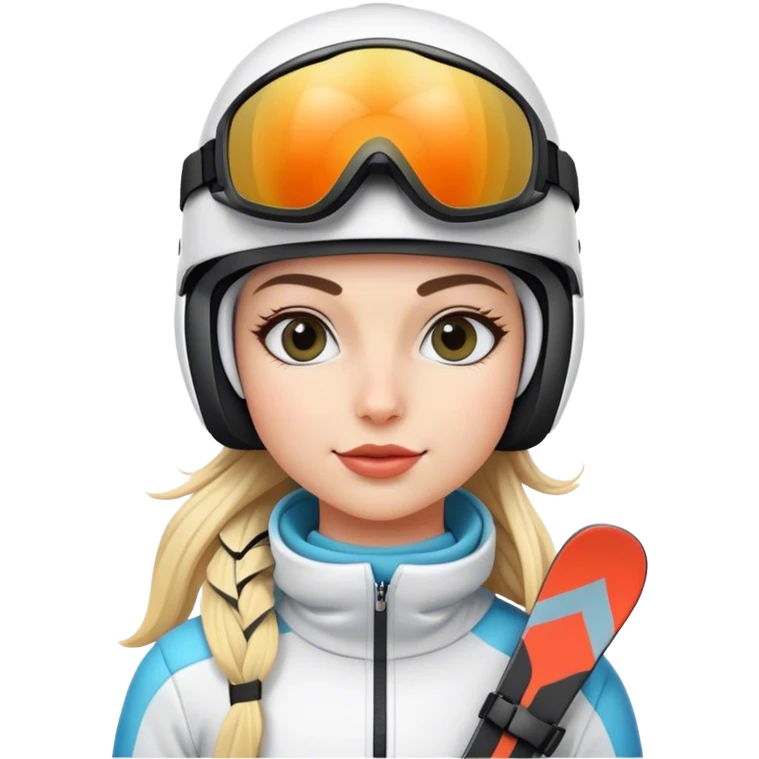 Skiing girly Flamingo with ski helmet, ski goggles , ski and ski boots emoji