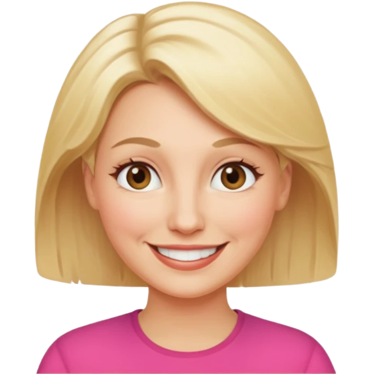 female, mid-age, blonde hair smile emoji
