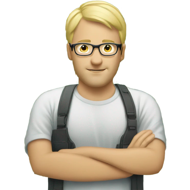 man looks, 35 specs short blond hair, european, tech nerd love pcb designing emoji