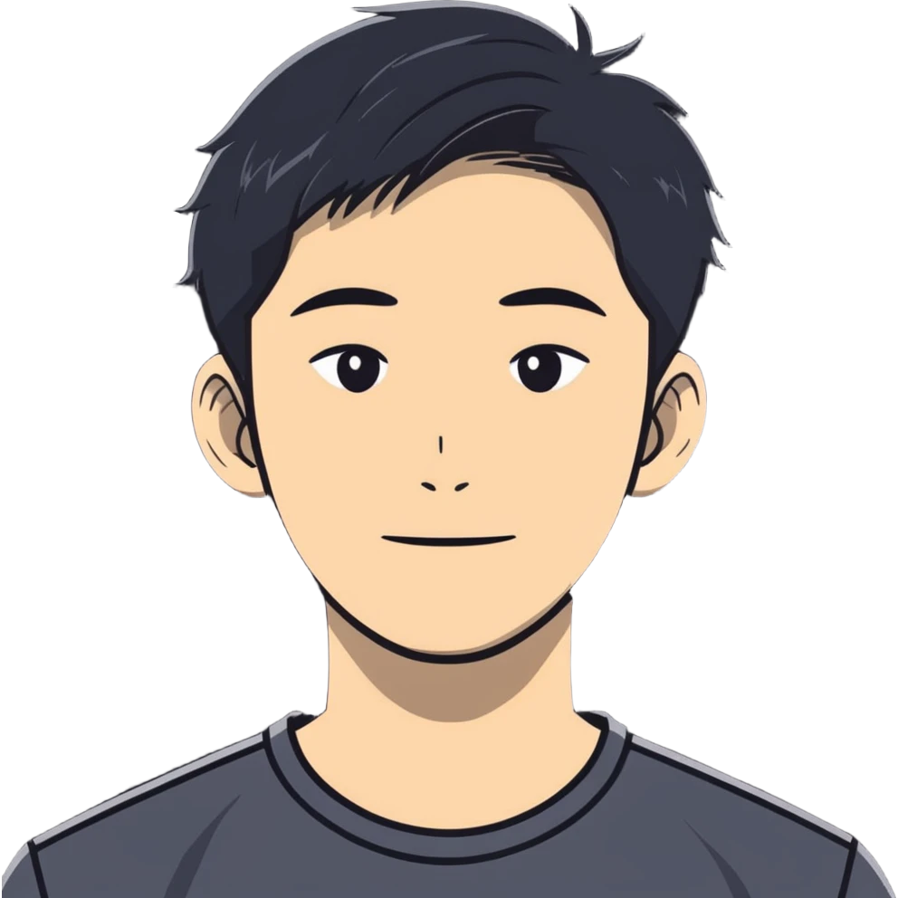 cartoon sticker of Bowen Liu, friendly expression, referencing YC F24 emoji