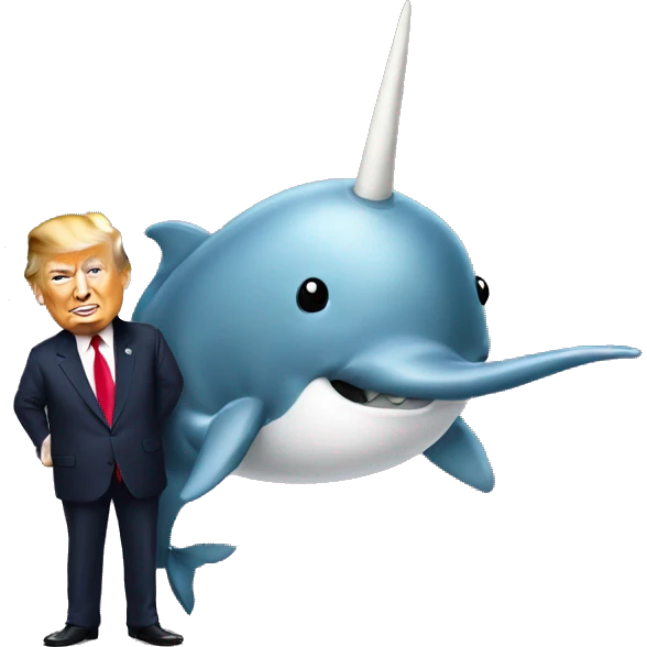 trump holding a narwhal emoji
