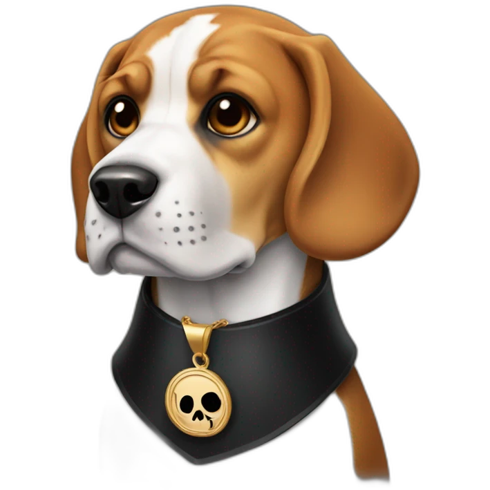 beagle with black collar and skull medallion  emoji