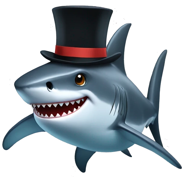 Shark with a top hat emoji