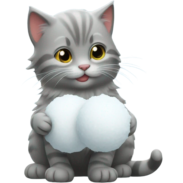 Little kitty with snowball emoji