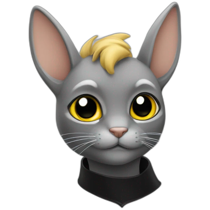 chat noir sur un lapin gris emoji