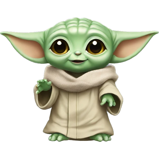 cute baby yoda waving and smiling emoji